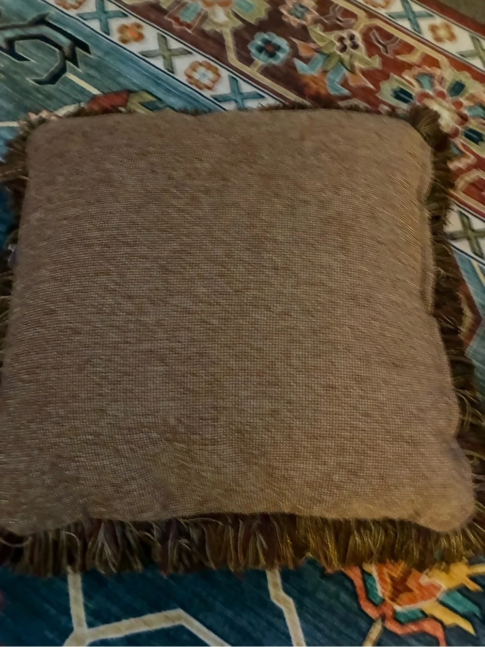 2 Premium Faux Croc Leather Fringe Accent Pillow - Brown